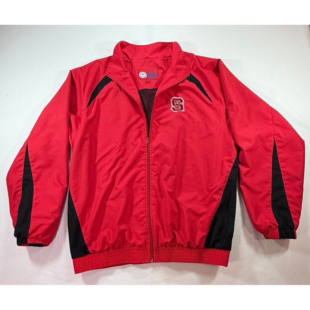 NC State Wolfpack Windbreaker Jacket Mens XL Red Black Full Zip